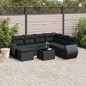 vidaXL Set de sofás de jardín 8 piezas y cojines ratán sintético negro vidaXL Set de sofás de jardín 8 piezas y cojines ratán sintético negro