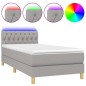 vidaXL Cama box spring colchón y luces LED tela gris claro 90x200 cm vidaXL Cama box spring colchón y luces LED tela gris claro 90x200 cm