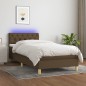 vidaXL Cama box spring con colchón LED tela marrón oscuro 80x200 cm vidaXL Cama box spring con colchón LED tela marrón oscuro 80x200 cm