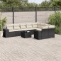 vidaXL Set de sofás de jardín 10 pzas cojines ratán sintético negro vidaXL Set de sofás de jardín 10 pzas cojines ratán sintético negro