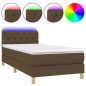 vidaXL Cama box spring con colchón LED tela marrón oscuro 80x200 cm vidaXL Cama box spring con colchón LED tela marrón oscuro 80x200 cm