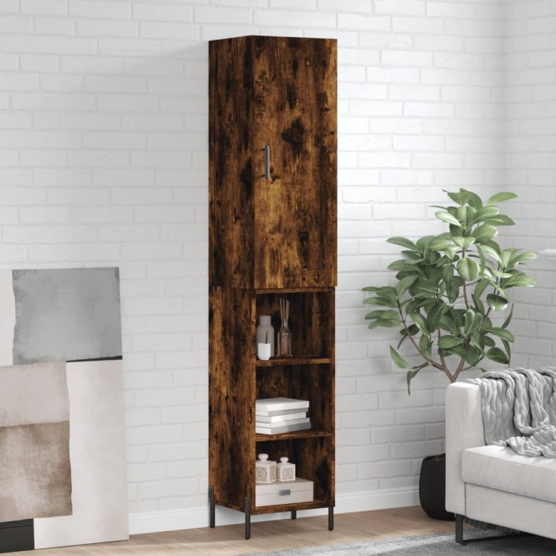 vidaXL Aparador de madera contrachapada roble ahumado 34,5x34x180 cm vidaXL Aparador de madera contrachapada roble ahumado 34,5x34x180 cm