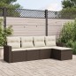 vidaXL Set comedor de jardín 5 piezas y cojines ratán sintético marrón