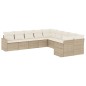 vidaXL Juego de sofás jardín con cojines beige 10 pzas ratán sintético