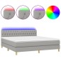 vidaXL Cama box spring con colchón tela y LED gris claro 160x200 cm vidaXL Cama box spring con colchón tela y LED gris claro 160x200 cm