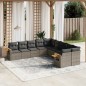 vidaXL Set de sofás de jardín 10 pzas con cojines ratán sintético gris vidaXL Set de sofás de jardín 10 pzas con cojines ratán sintético gris