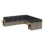 vidaXL Set de sofás de jardín 10 pzas con cojines ratán sintético gris vidaXL Set de sofás de jardín 10 pzas con cojines ratán sintético gris