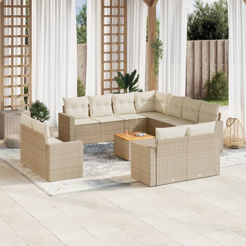 vidaXL Set de sofás de jardín 12 pzas y cojines ratán sintético marrón vidaXL Set de sofás de jardín 12 pzas y cojines ratán sintético marrón