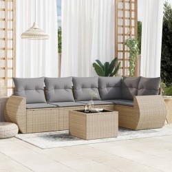 vidaXL Juego de sofás jardín con cojines 6 pzas ratán sintético beige