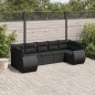 vidaXL Set de comedor de jardín 7 pzas y cojines ratán sintético negro vidaXL Set de comedor de jardín 7 pzas y cojines ratán sintético negro