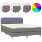 vidaXL Cama box spring colchón y luces LED tela gris oscuro 140x190 cm vidaXL Cama box spring colchón y luces LED tela gris oscuro 140x190 cm