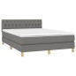 vidaXL Cama box spring colchón y luces LED tela gris oscuro 140x190 cm vidaXL Cama box spring colchón y luces LED tela gris oscuro 140x190 cm
