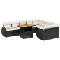 vidaXL Set de sofás de jardín 10 pzas cojines ratán sintético negro vidaXL Set de sofás de jardín 10 pzas cojines ratán sintético negro