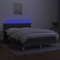 vidaXL Cama box spring colchón y luces LED tela gris oscuro 140x190 cm vidaXL Cama box spring colchón y luces LED tela gris oscuro 140x190 cm