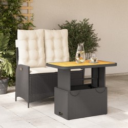 vidaXL Set comedor de jardín 2 pzas con cojines ratán sintético negro