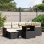 vidaXL Set de comedor de jardín 7 pzas y cojines ratán sintético negro vidaXL Set de comedor de jardín 7 pzas y cojines ratán sintético negro