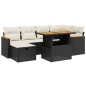 vidaXL Set de comedor de jardín 7 pzas y cojines ratán sintético negro vidaXL Set de comedor de jardín 7 pzas y cojines ratán sintético negro