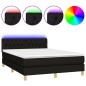 vidaXL Cama box spring colchón y luces LED tela negro 140x200 cm vidaXL Cama box spring colchón y luces LED tela negro 140x200 cm