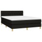 vidaXL Cama box spring colchón y luces LED tela negro 140x200 cm vidaXL Cama box spring colchón y luces LED tela negro 140x200 cm