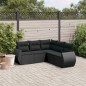 vidaXL Set de muebles de jardín 5 pzas y cojines ratán sintético negro vidaXL Set de muebles de jardín 5 pzas y cojines ratán sintético negro