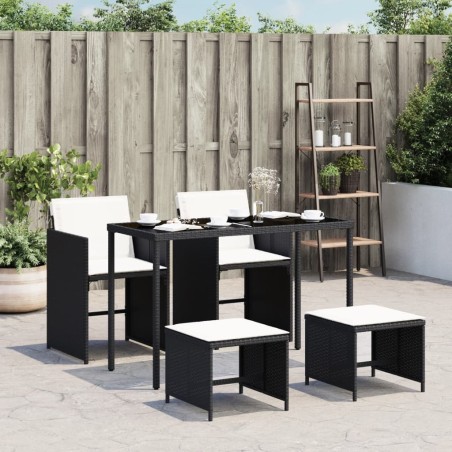 vidaXL Set de muebles jardín 5 pzas con cojines ratán sintético negro