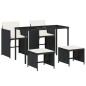 vidaXL Set de muebles jardín 5 pzas con cojines ratán sintético negro vidaXL Set de muebles jardín 5 pzas con cojines ratán sintético negro