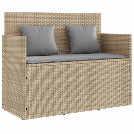 vidaXL Banco de jardín con cojines ratán sintético beige