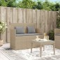 vidaXL Banco de jardín con cojines ratán sintético beige vidaXL Banco de jardín con cojines ratán sintético beige
