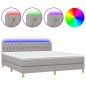 vidaXL Cama box spring con colchón tela y LED gris claro 180x200 cm vidaXL Cama box spring con colchón tela y LED gris claro 180x200 cm