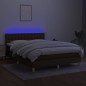 vidaXL Cama box spring colchón luces LED tela marrón oscuro 140x190 cm vidaXL Cama box spring colchón luces LED tela marrón oscuro 140x190 cm