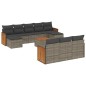 vidaXL Set de sofás de jardín 11 pzas y cojines ratán sintético gris vidaXL Set de sofás de jardín 11 pzas y cojines ratán sintético gris