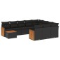 vidaXL Set de sofás de jardín 11 pzas y cojines ratán sintético negro vidaXL Set de sofás de jardín 11 pzas y cojines ratán sintético negro