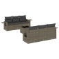 vidaXL Set de sofás de jardín 7 piezas con cojines ratán PE gris vidaXL Set de sofás de jardín 7 piezas con cojines ratán PE gris