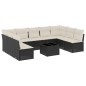 vidaXL Set de sofás de jardín 10 pzas cojines ratán sintético negro vidaXL Set de sofás de jardín 10 pzas cojines ratán sintético negro