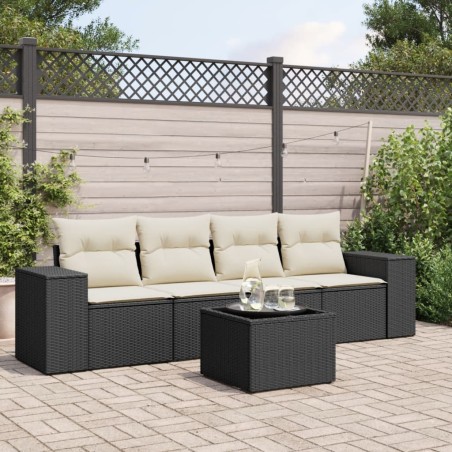 vidaXL Set de muebles de jardín 5 pzas y cojines ratán sintético negro