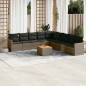 vidaXL Set de sofás de jardín 10 pzas con cojines ratán sintético gris vidaXL Set de sofás de jardín 10 pzas con cojines ratán sintético gris