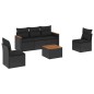 vidaXL Set de sofás de jardín 6 piezas y cojines ratán sintético negro vidaXL Set de sofás de jardín 6 piezas y cojines ratán sintético negro