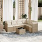 vidaXL Set sofás de jardín 7 piezas y cojines ratán sintético beige vidaXL Set sofás de jardín 7 piezas y cojines ratán sintético beige