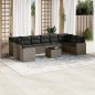 vidaXL Set de sofás de jardín 11 pzas y cojines ratán sintético gris vidaXL Set de sofás de jardín 11 pzas y cojines ratán sintético gris