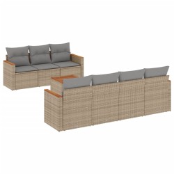vidaXL Juego de sofás de jardín con cojines beige 8 pzas ratán PE
