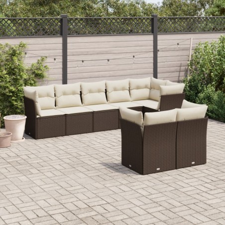 vidaXL Set sofás de jardín 8 piezas y cojines ratán sintético marrón