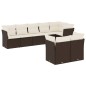vidaXL Set sofás de jardín 8 piezas y cojines ratán sintético marrón vidaXL Set sofás de jardín 8 piezas y cojines ratán sintético marrón