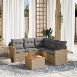 vidaXL Juego de sofás jardín con cojines 6 pzas ratán sintético beige