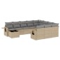 vidaXL Set de sofás de jardín 11pzas con cojines ratán sintético beige vidaXL Set de sofás de jardín 11pzas con cojines ratán sintético beige