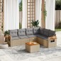 vidaXL Set sofás de jardín 7 piezas y cojines ratán sintético beige vidaXL Set sofás de jardín 7 piezas y cojines ratán sintético beige