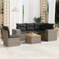 vidaXL Set de muebles de jardín 6 pzas y cojines ratán sintético gris vidaXL Set de muebles de jardín 6 pzas y cojines ratán sintético gris