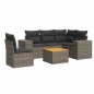 vidaXL Set de muebles de jardín 6 pzas y cojines ratán sintético gris vidaXL Set de muebles de jardín 6 pzas y cojines ratán sintético gris