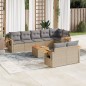 vidaXL Set de sofás de jardín 9 pzas con cojines ratán sintético beige vidaXL Set de sofás de jardín 9 pzas con cojines ratán sintético beige