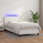 vidaXL Cama box spring y colchón LED cuero sintético blanco 80x200 cm