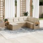 vidaXL Set sofás de jardín 7 piezas y cojines ratán sintético beige vidaXL Set sofás de jardín 7 piezas y cojines ratán sintético beige